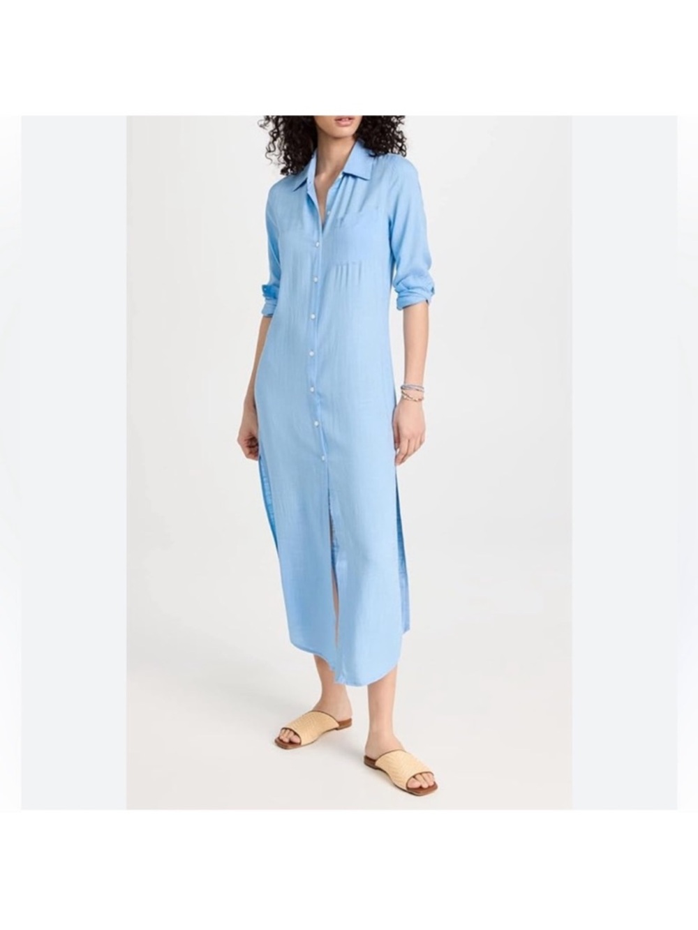 LSPACE Presley Light Blue Button-Front Shirt Dress